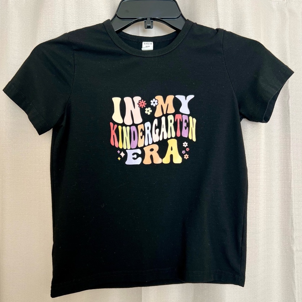 SHEIN Kids Black “In My Kindergarten Era” Graphic Tee – Size 7Y